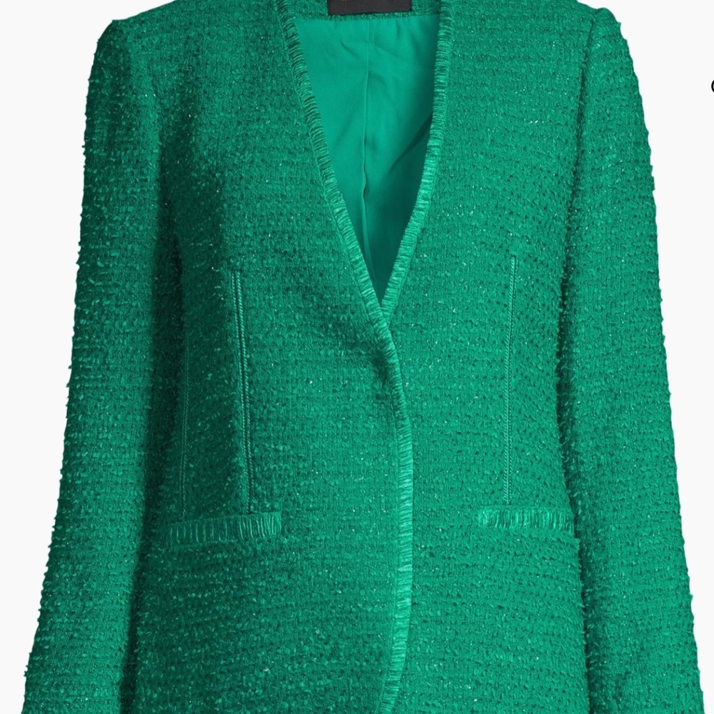 Kobi Halperin Evangeline V-Neck Snap-Front Tweed Jacket NWT Size Large